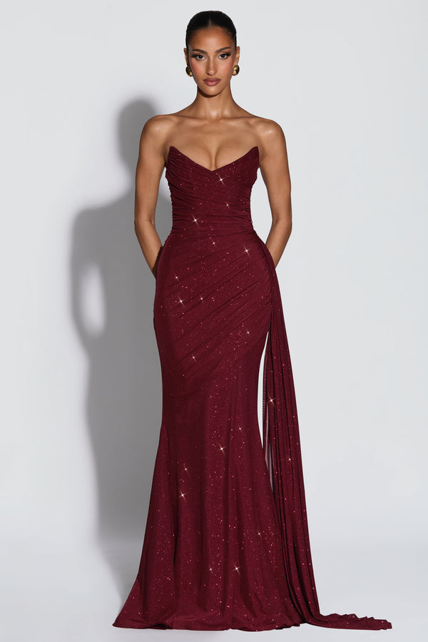Ashika Maxi Dress - Wine Sparkle