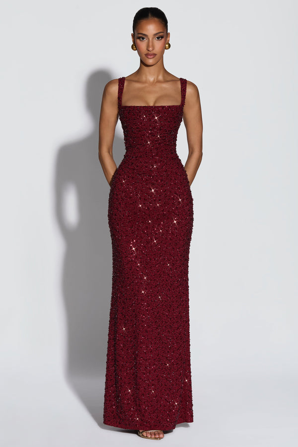 Calanthe Maxi Dress - Burgundy Sparkle
