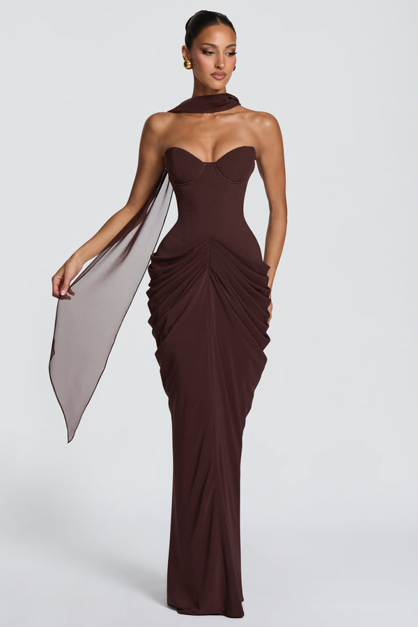 Chiara Maxi Dress - Plum Brown