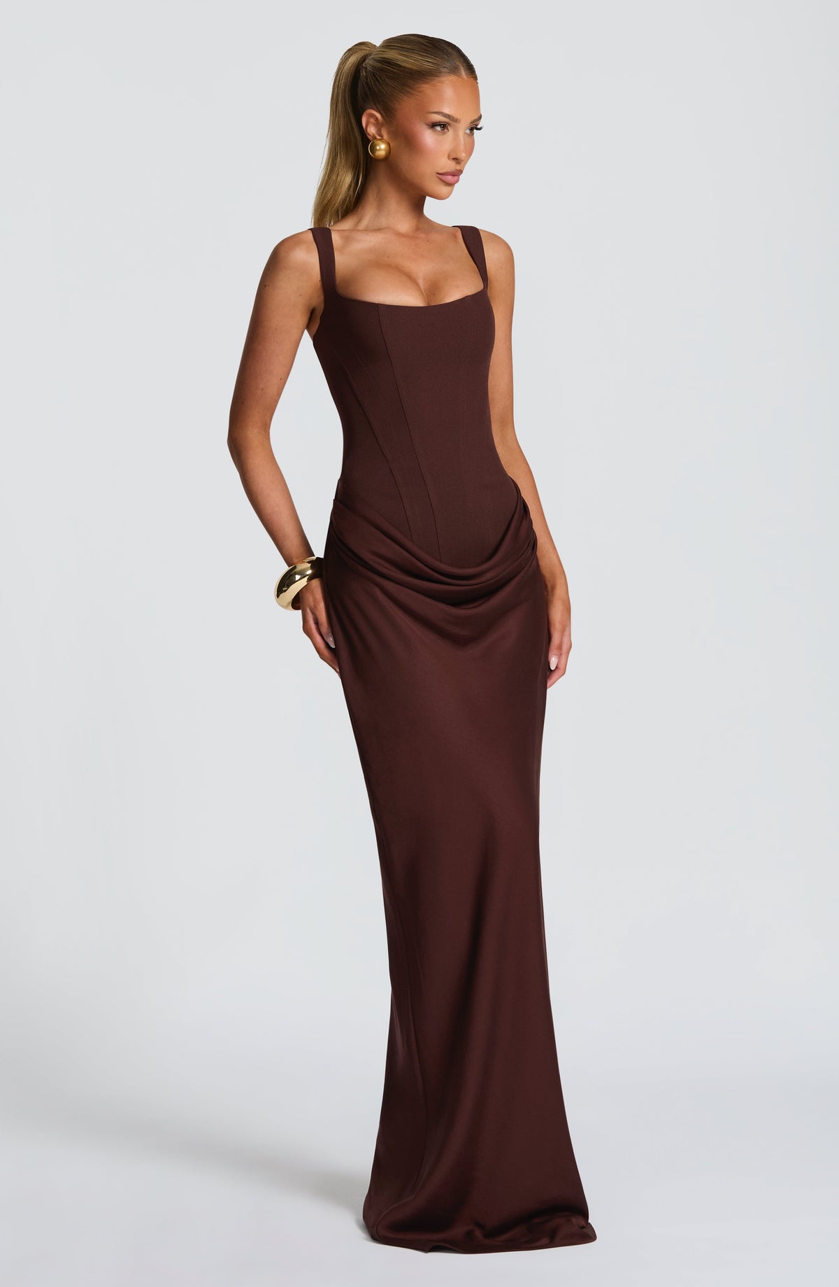 Cornelia Maxi Dress - Plum Brown