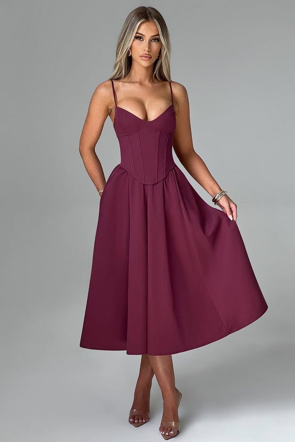 Mariella Midi Dress - Cherry Lacquer